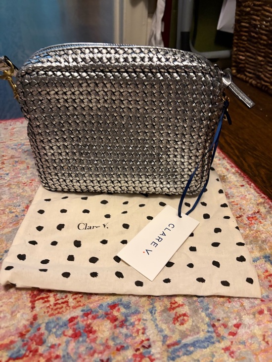 Clare V Handbags - NWT Clare V Metallic Silver  Woven midi sac
